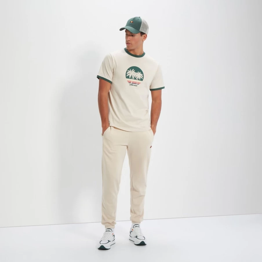 Ellesse Men's Darra Short Sleeve T-Shirt - Beige Casual Crewneck Tee